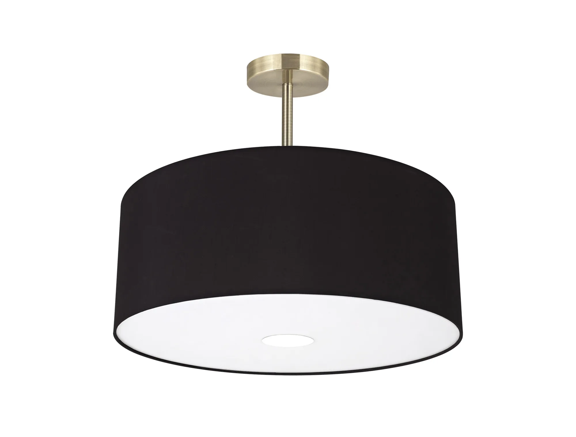 Baymont 50cm Semi Flush 3 Light Antique Brass, Midnight Black/Green Olive, Frosted Diffuser DK0385  Deco Baymont AB BL/GR
